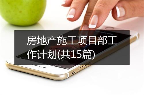 房地产施工项目部工作计划(共15篇)