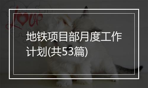 地铁项目部月度工作计划(共53篇)