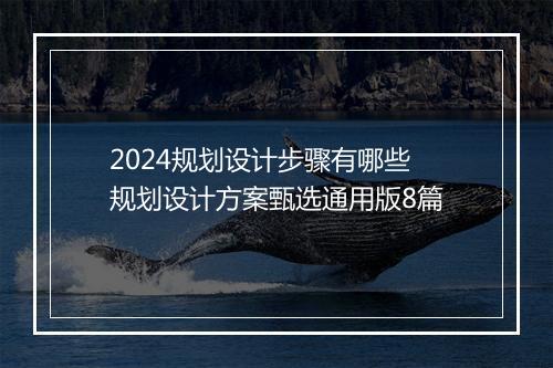2024规划设计步骤有哪些 规划设计方案甄选通用版8篇