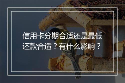 信用卡分期合适还是最低还款合适？有什么影响？