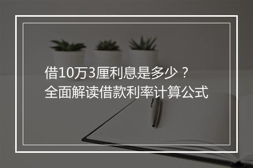 借10万3厘利息是多少？全面解读借款利率计算公式