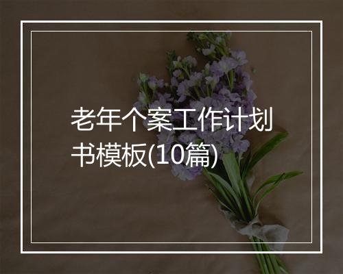 老年个案工作计划书模板(10篇)