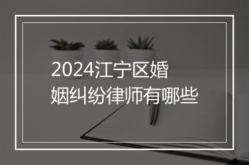 2024江宁区婚姻纠纷律师有哪些