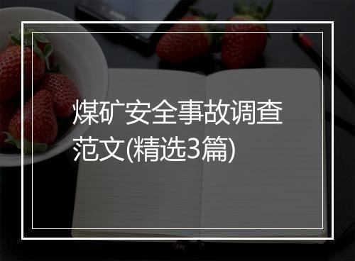 煤矿安全事故调查范文(精选3篇)