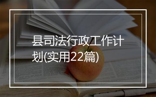 县司法行政工作计划(实用22篇)