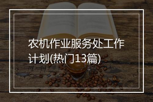 农机作业服务处工作计划(热门13篇)