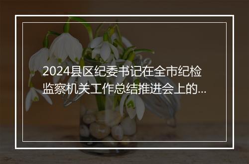 2024县区纪委书记在全市纪检监察机关工作总结推进会上的汇报