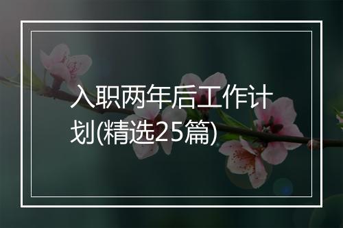 入职两年后工作计划(精选25篇)