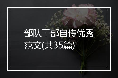 部队干部自传优秀范文(共35篇)