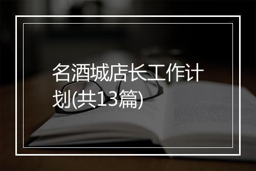 名酒城店长工作计划(共13篇)