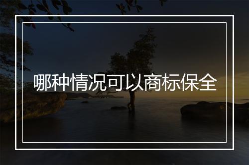哪种情况可以商标保全