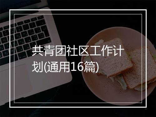 共青团社区工作计划(通用16篇)