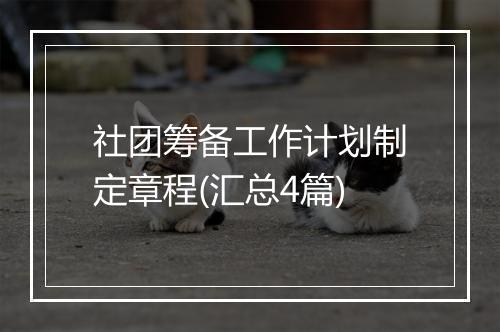 社团筹备工作计划制定章程(汇总4篇)