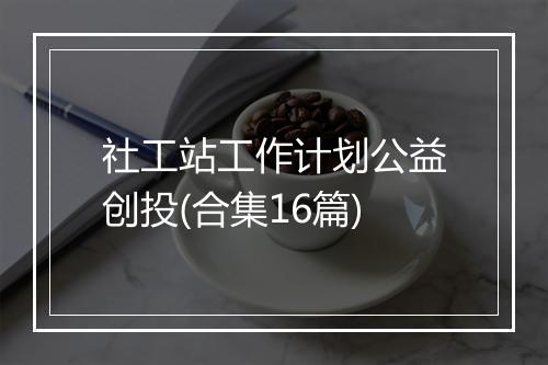 社工站工作计划公益创投(合集16篇)