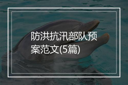 防洪抗汛部队预案范文(5篇)