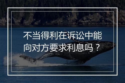 不当得利在诉讼中能向对方要求利息吗？
