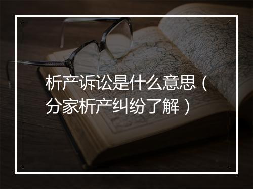 析产诉讼是什么意思（分家析产纠纷了解）