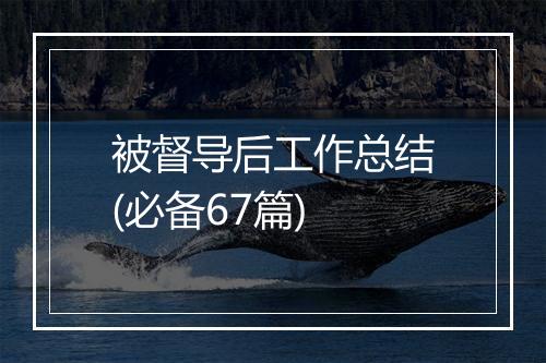 被督导后工作总结(必备67篇)