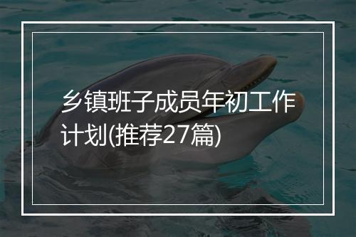 乡镇班子成员年初工作计划(推荐27篇)