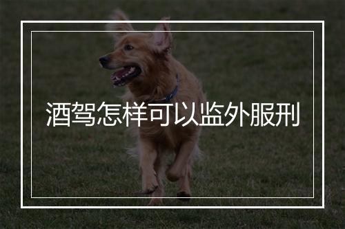 酒驾怎样可以监外服刑