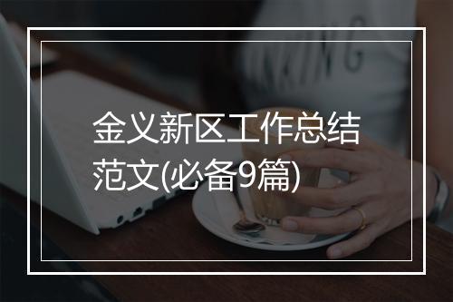 金义新区工作总结范文(必备9篇)