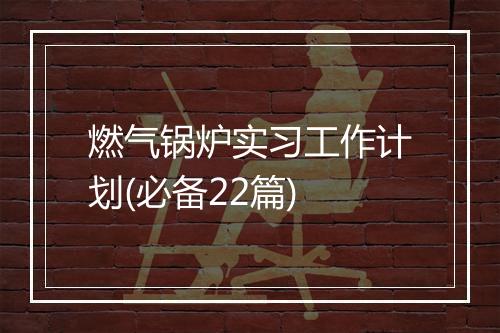 燃气锅炉实习工作计划(必备22篇)
