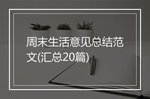 周末生活意见总结范文(汇总20篇)