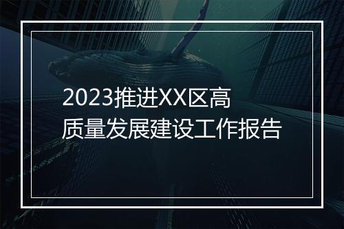 2023推进XX区高质量发展建设工作报告