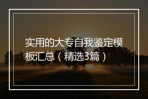 实用的大专自我鉴定模板汇总（精选3篇）