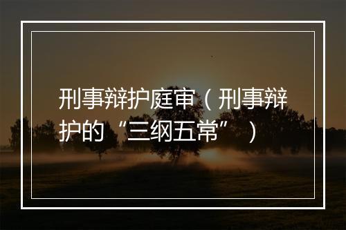 刑事辩护庭审（刑事辩护的“三纲五常”）
