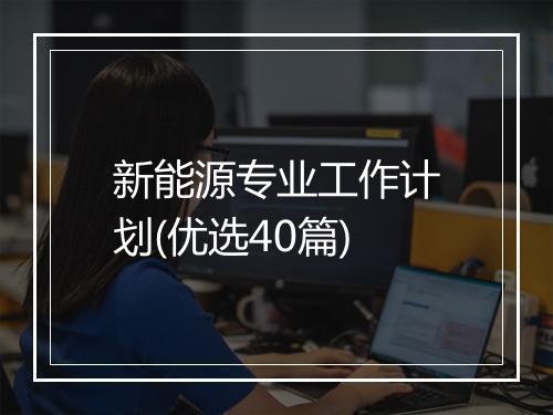 新能源专业工作计划(优选40篇)