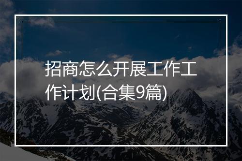 招商怎么开展工作工作计划(合集9篇)