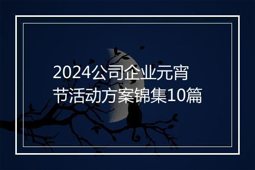 2024公司企业元宵节活动方案锦集10篇