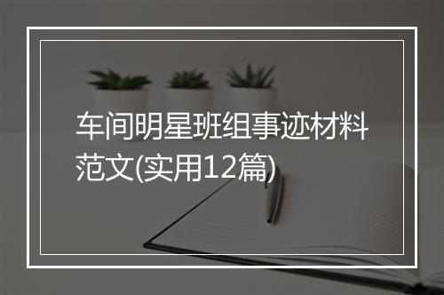 车间明星班组事迹材料范文(实用12篇)