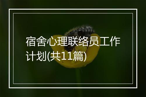 宿舍心理联络员工作计划(共11篇)