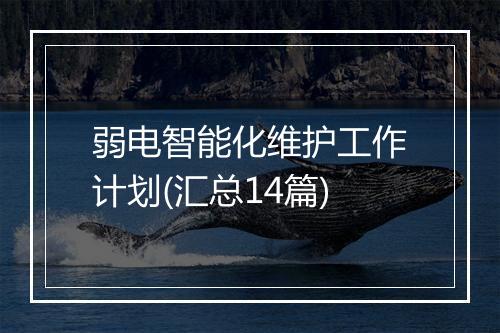 弱电智能化维护工作计划(汇总14篇)