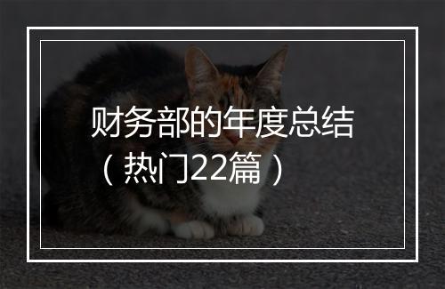 财务部的年度总结（热门22篇）