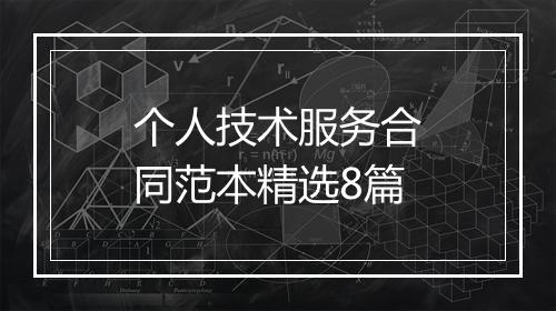 个人技术服务合同范本精选8篇