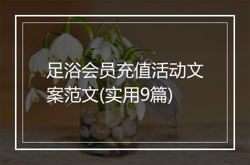 足浴会员充值活动文案范文(实用9篇)
