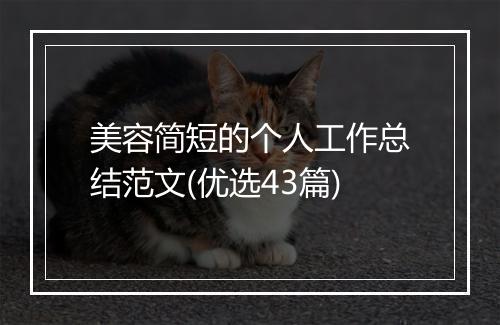 美容简短的个人工作总结范文(优选43篇)