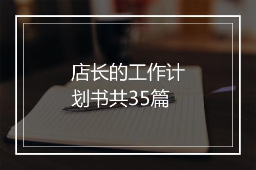 店长的工作计划书共35篇