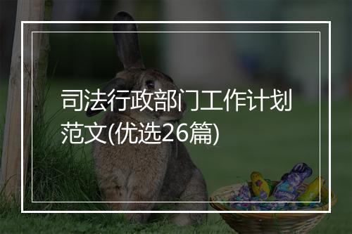 司法行政部门工作计划范文(优选26篇)