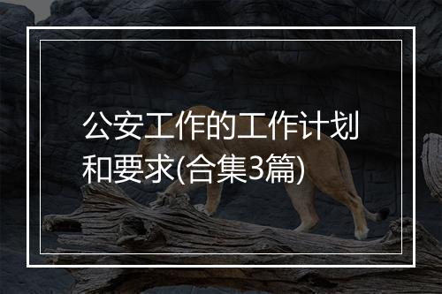 公安工作的工作计划和要求(合集3篇)