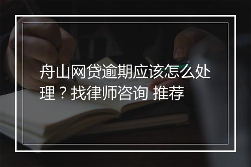 舟山网贷逾期应该怎么处理？找律师咨询 推荐