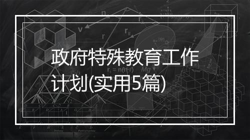 政府特殊教育工作计划(实用5篇)