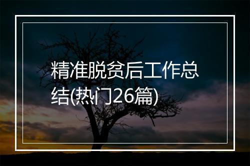 精准脱贫后工作总结(热门26篇)