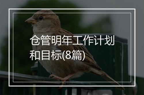 仓管明年工作计划和目标(8篇)