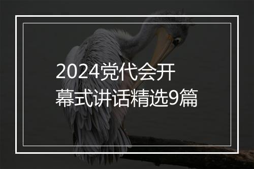 2024党代会开幕式讲话精选9篇