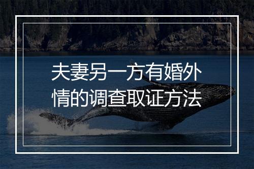 夫妻另一方有婚外情的调查取证方法