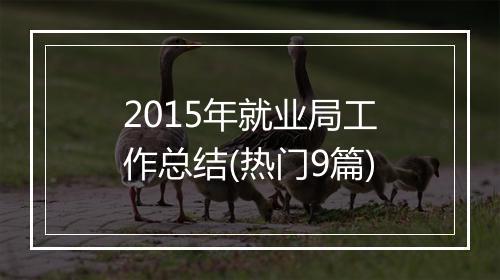 2015年就业局工作总结(热门9篇)
